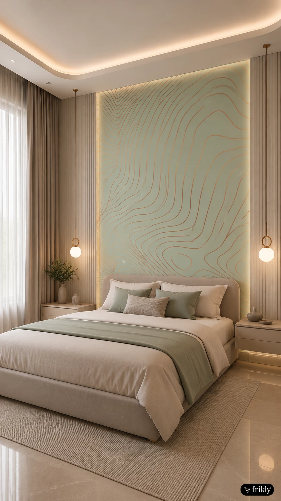Luxury Acrylic Mirror Panel Bed Back Wall Design | Modern Bedroom Interior