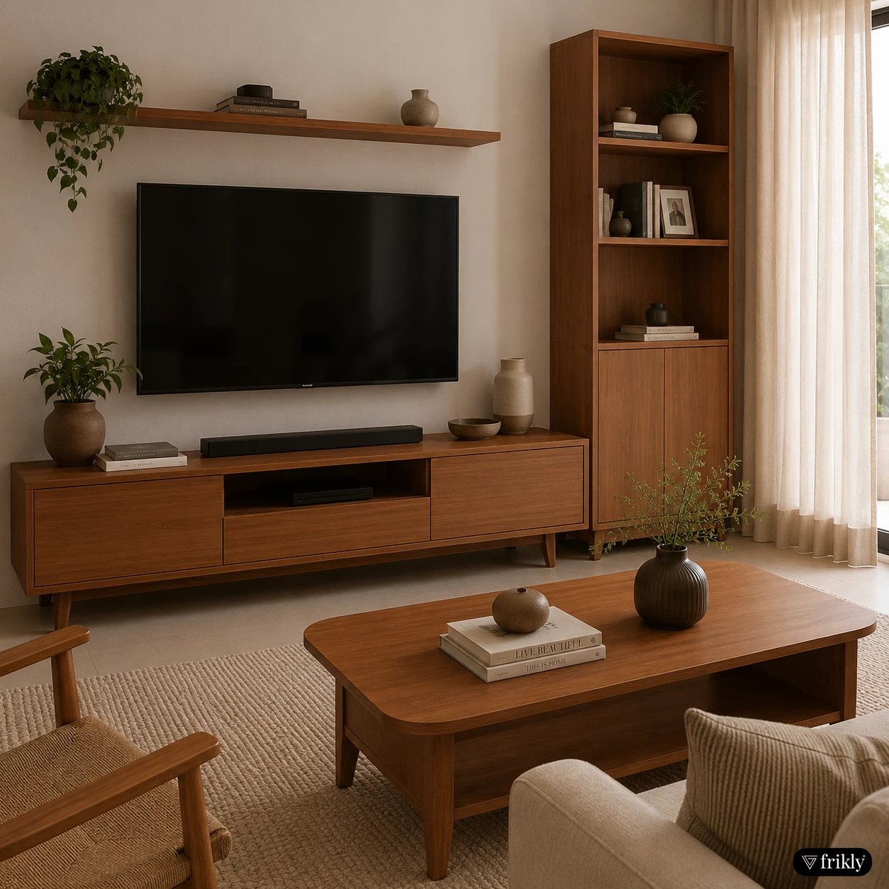 Elegant Wooden Laminate TV Unit & Furniture Design | Modern Living Room Inspiration