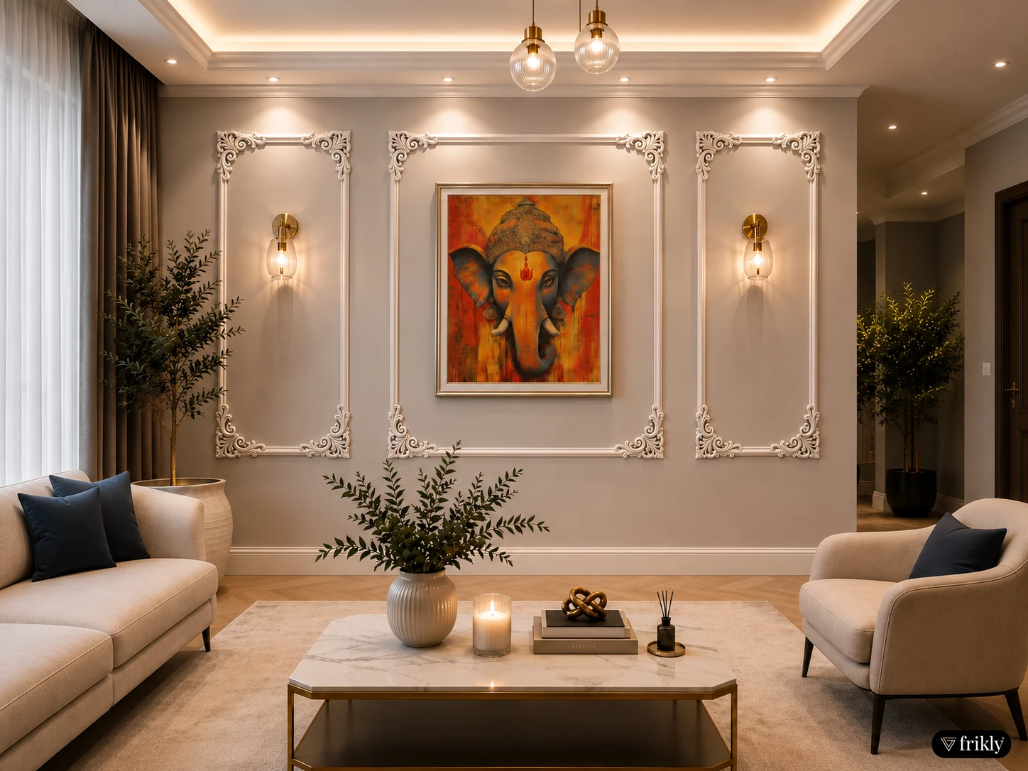 HDHMR Designer Corner Moulding for Elegant Living Room Wall Décor
