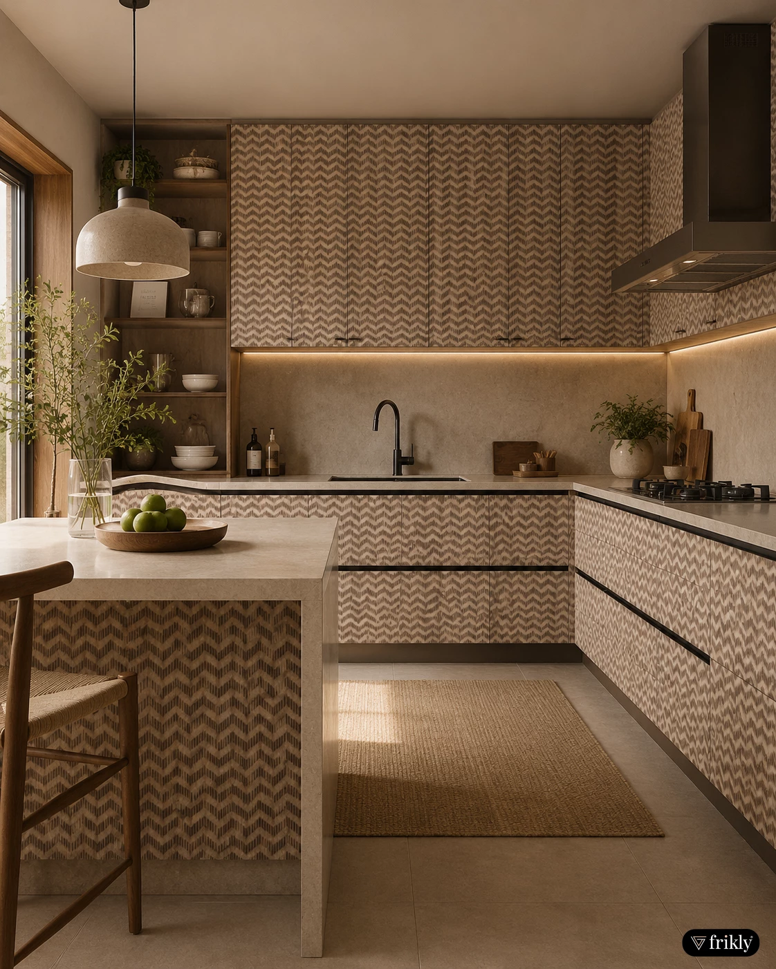 Modern Kitchen Design with Designer Silky Matt Finish Laminates