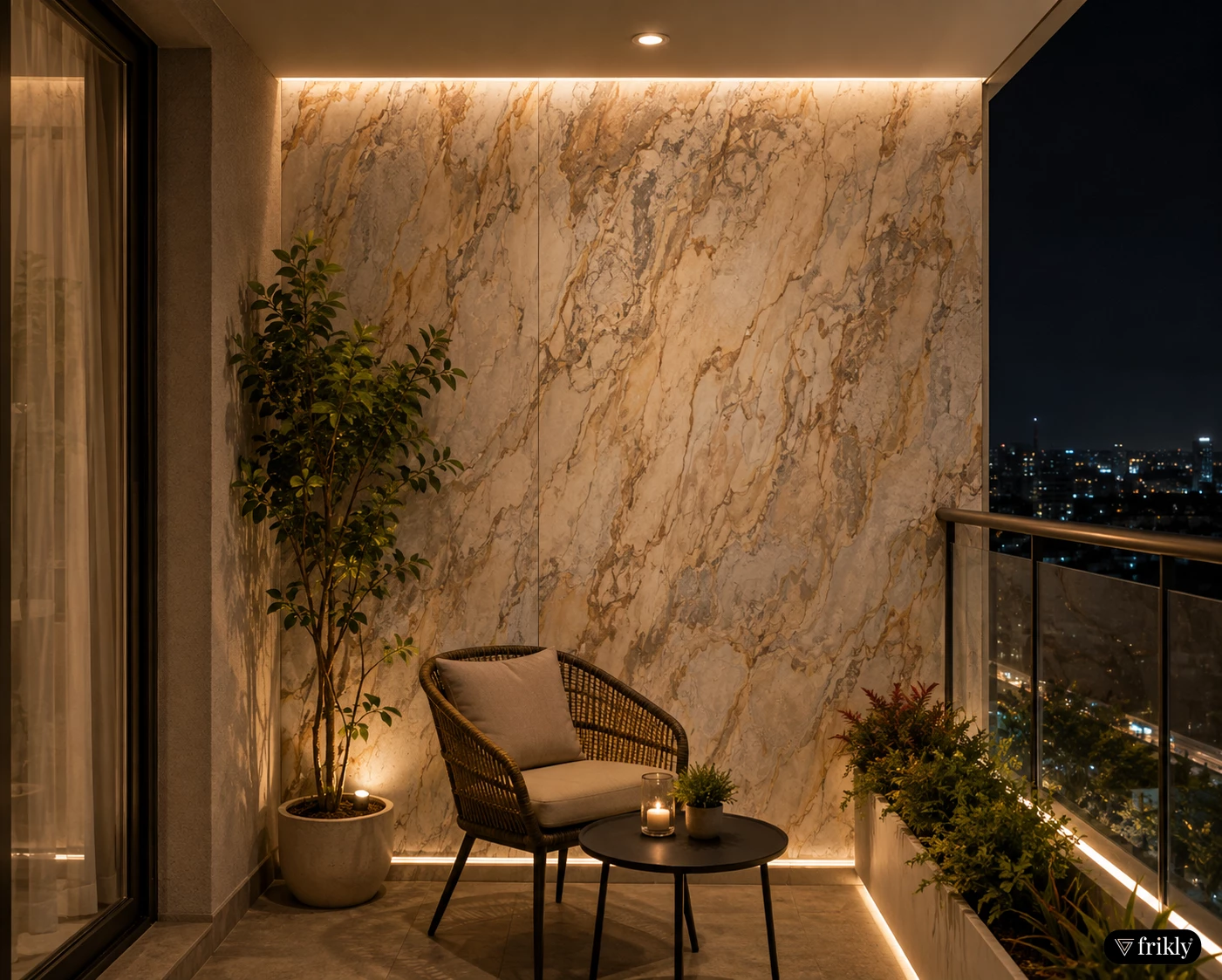 Natural Stone Veneer for Elegant Modern Balcony Wall