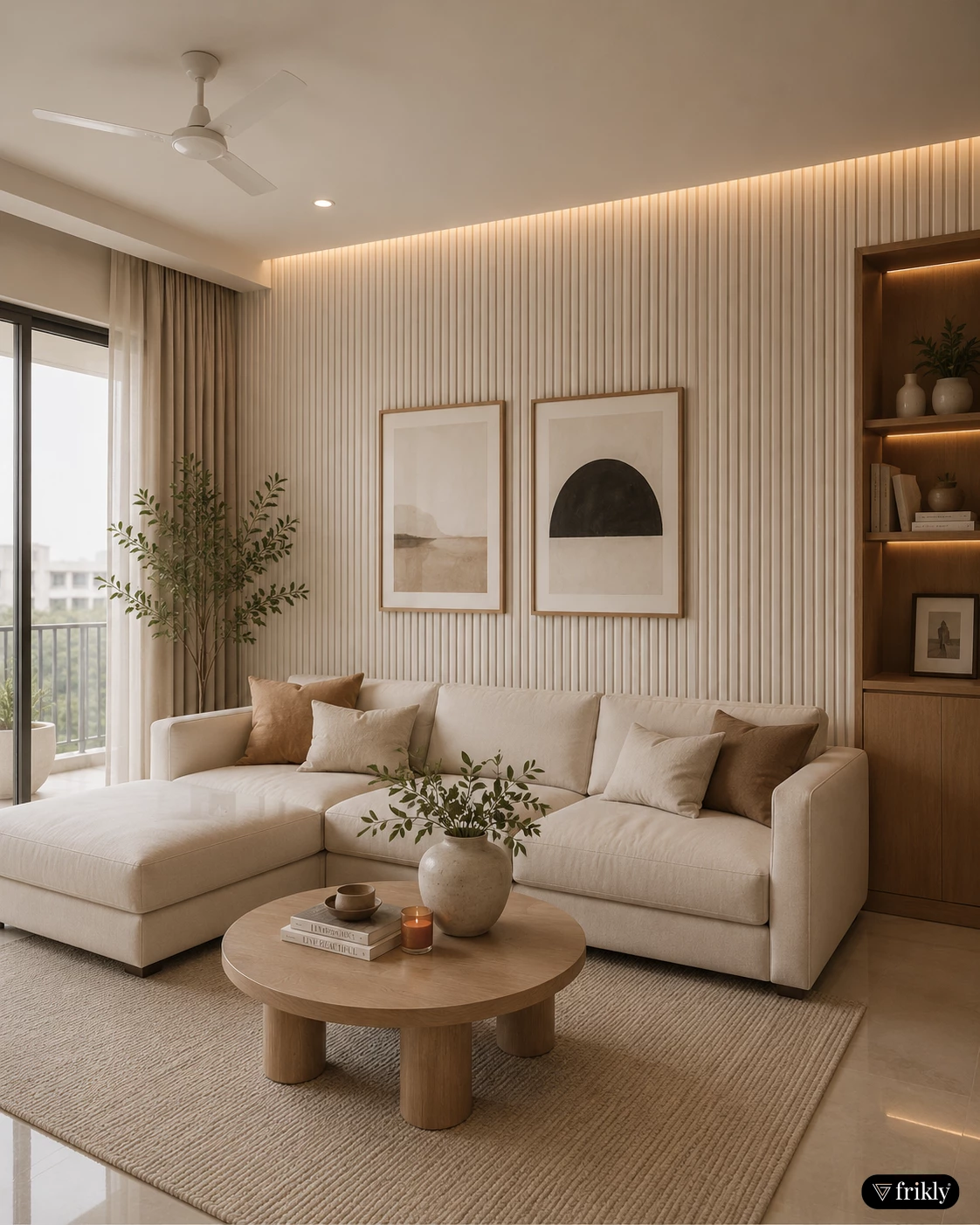 Minimal MDF Fluted Wall Panel Living Room Design | Modern Louvers Interior Inspiration