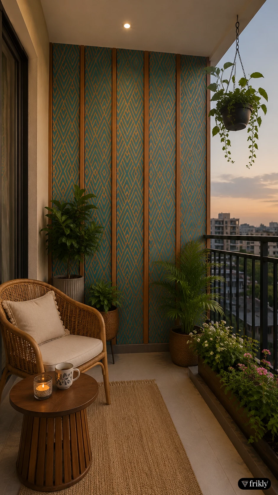 Geometric Louvers & Planks for a Stylish Balcony Wall