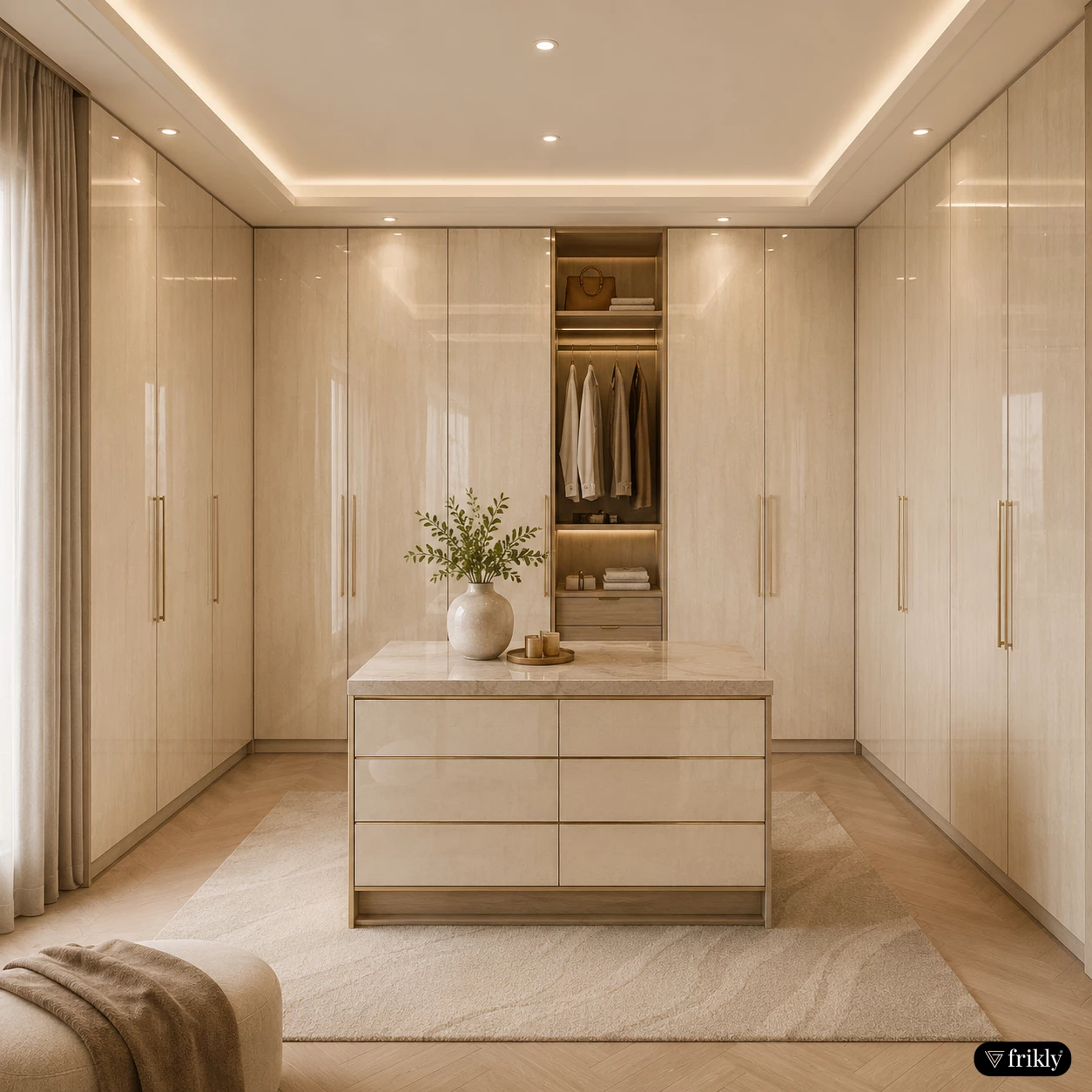 Luxury Wooden Glossy Acrylic Laminate Wardrobe Design for Modern Bedrooms