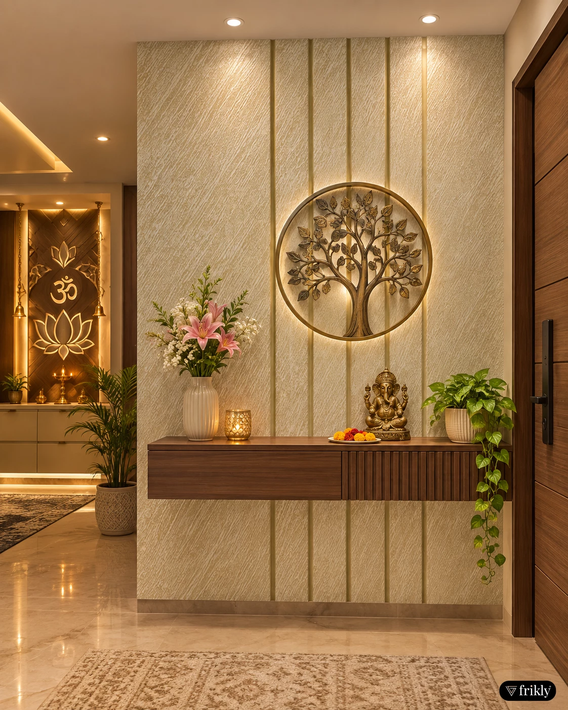 Elegant PVC Wall Panel Louvers for Modern Foyer Interior