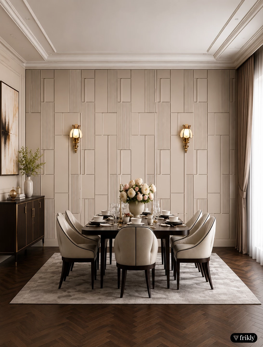 Pre-Finished Ready-to-Install Decorative Wall Panel for Dining Room | Modern Feature Wall Design