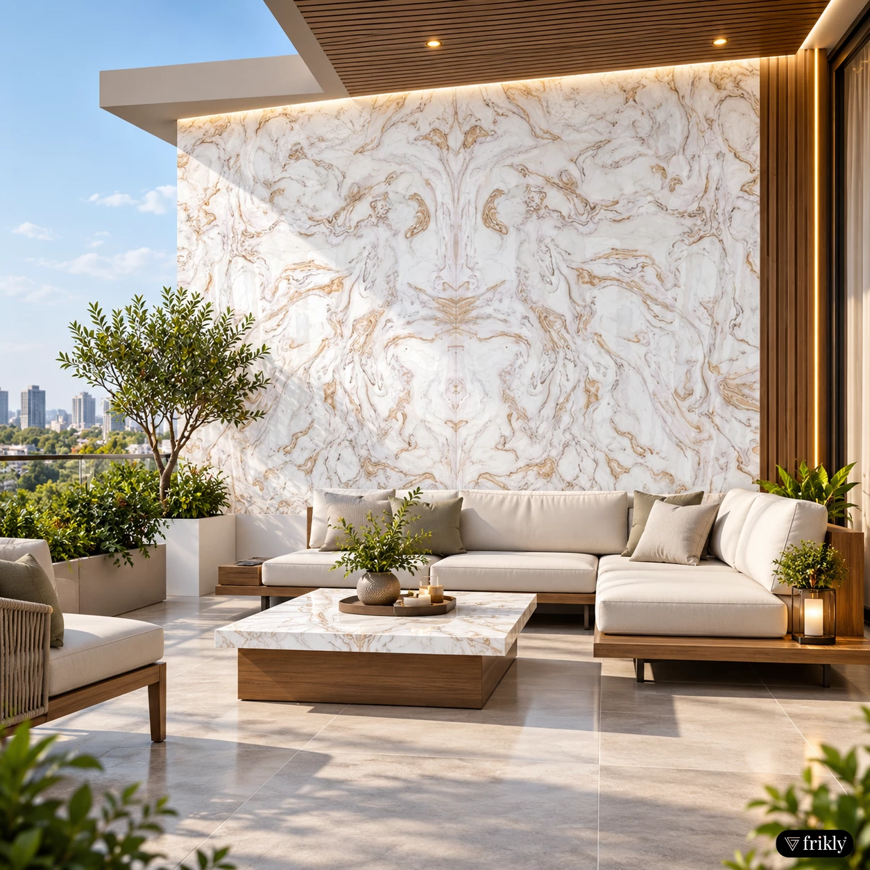 Luxury Marble Sheet Terrace Wall Design