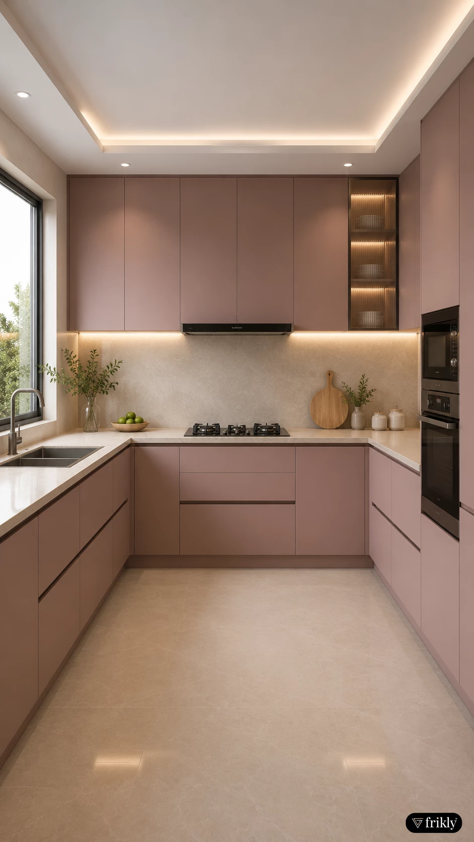 Modern Matte Finish Kitchen Design with Plain Solid Color Laminates