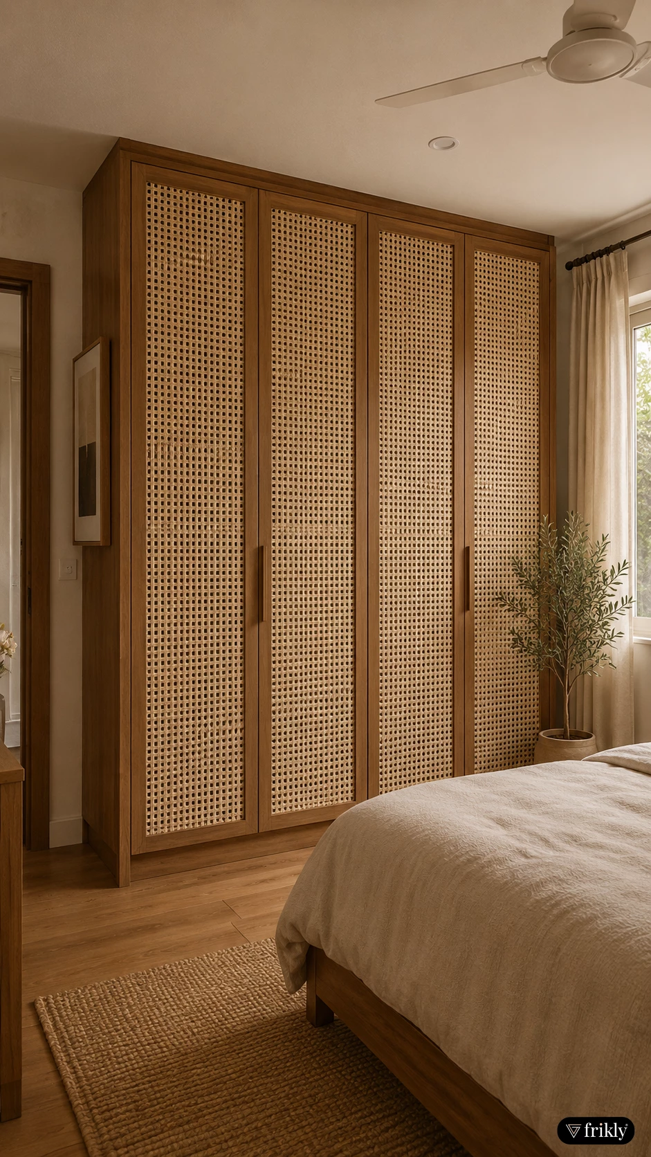Elegant Rattan Wardrobe Design for Modern Bedroom | Natural Cane Webbing Interior Inspiration