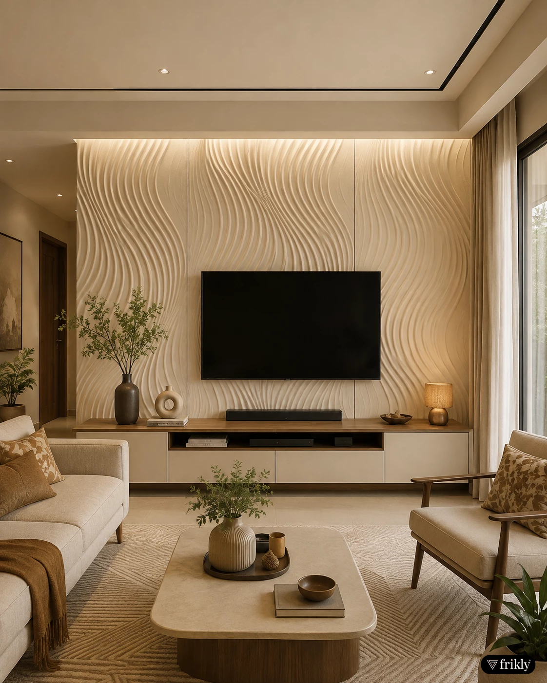 Flexible Paintable Panel for a Modern TV Unit Wall