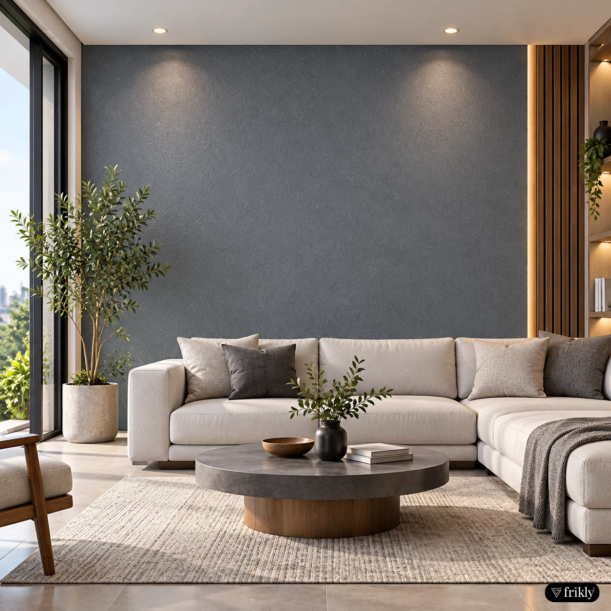Modern Dark Grey Acrylic Laminate Accent Wall Design