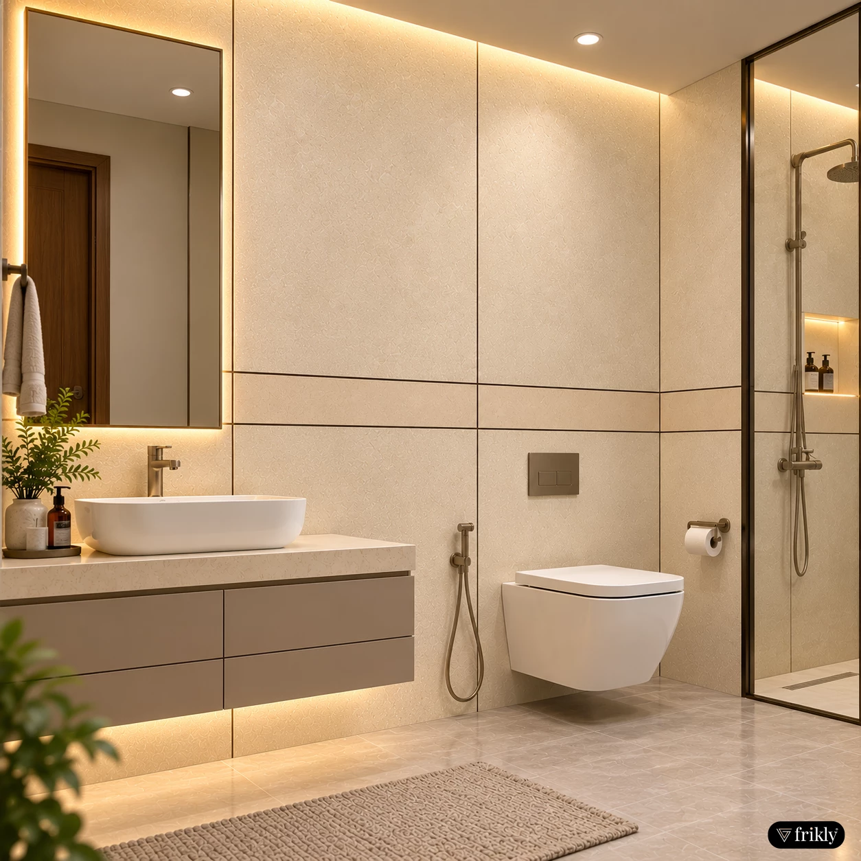 Elegant Marble Stone Laminate Bathroom Wall Design