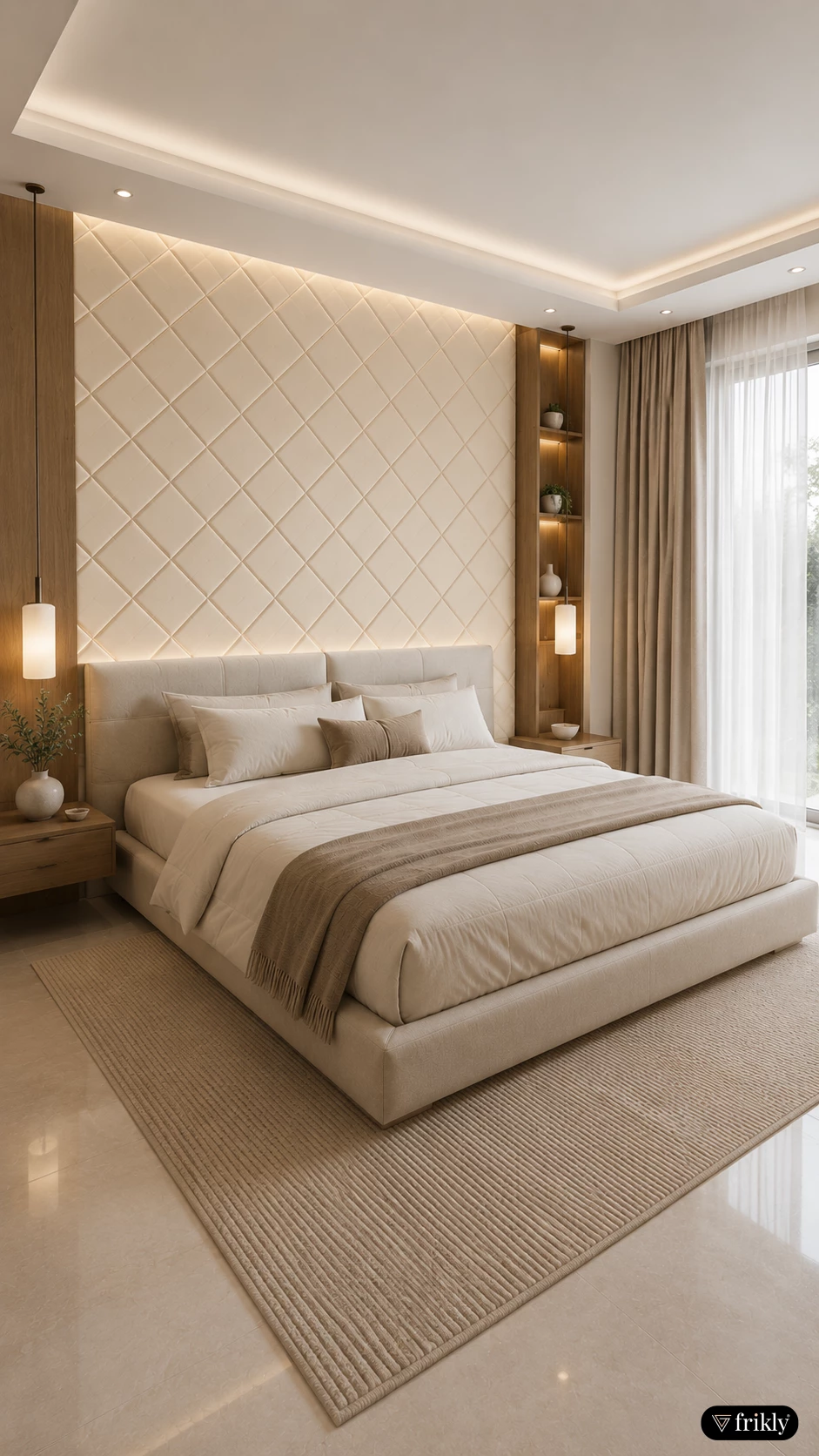 Luxury Bedroom Design with Flexible Paintable Panels | Modern Geometric Headboard Wall
