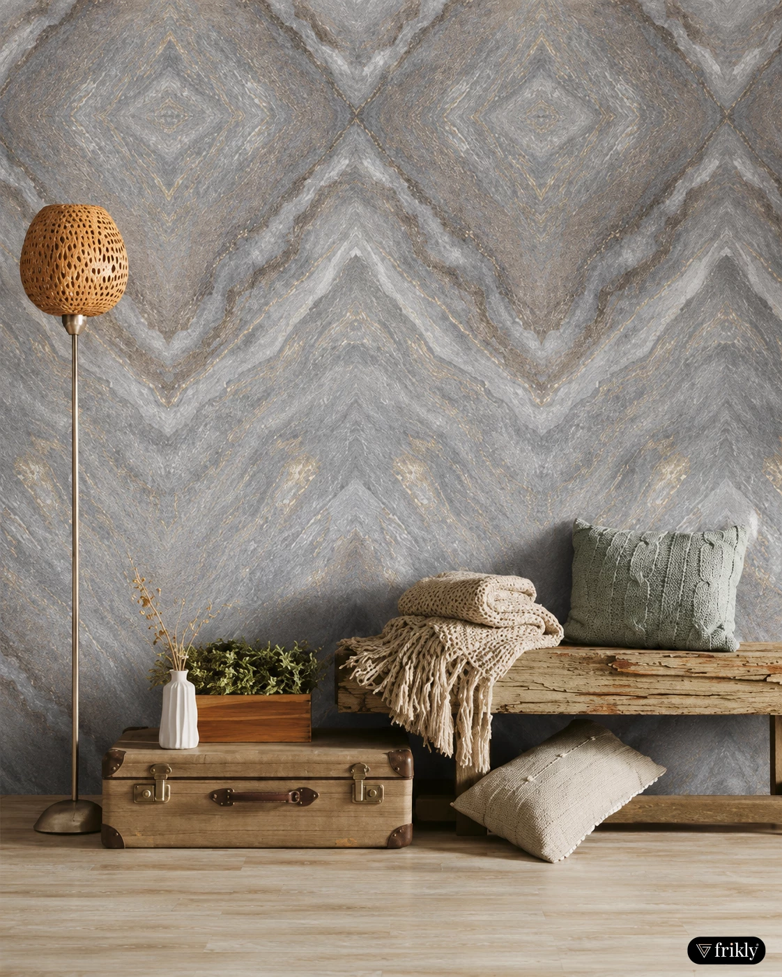Bookmatch Marble Laminate Accent Wall Design