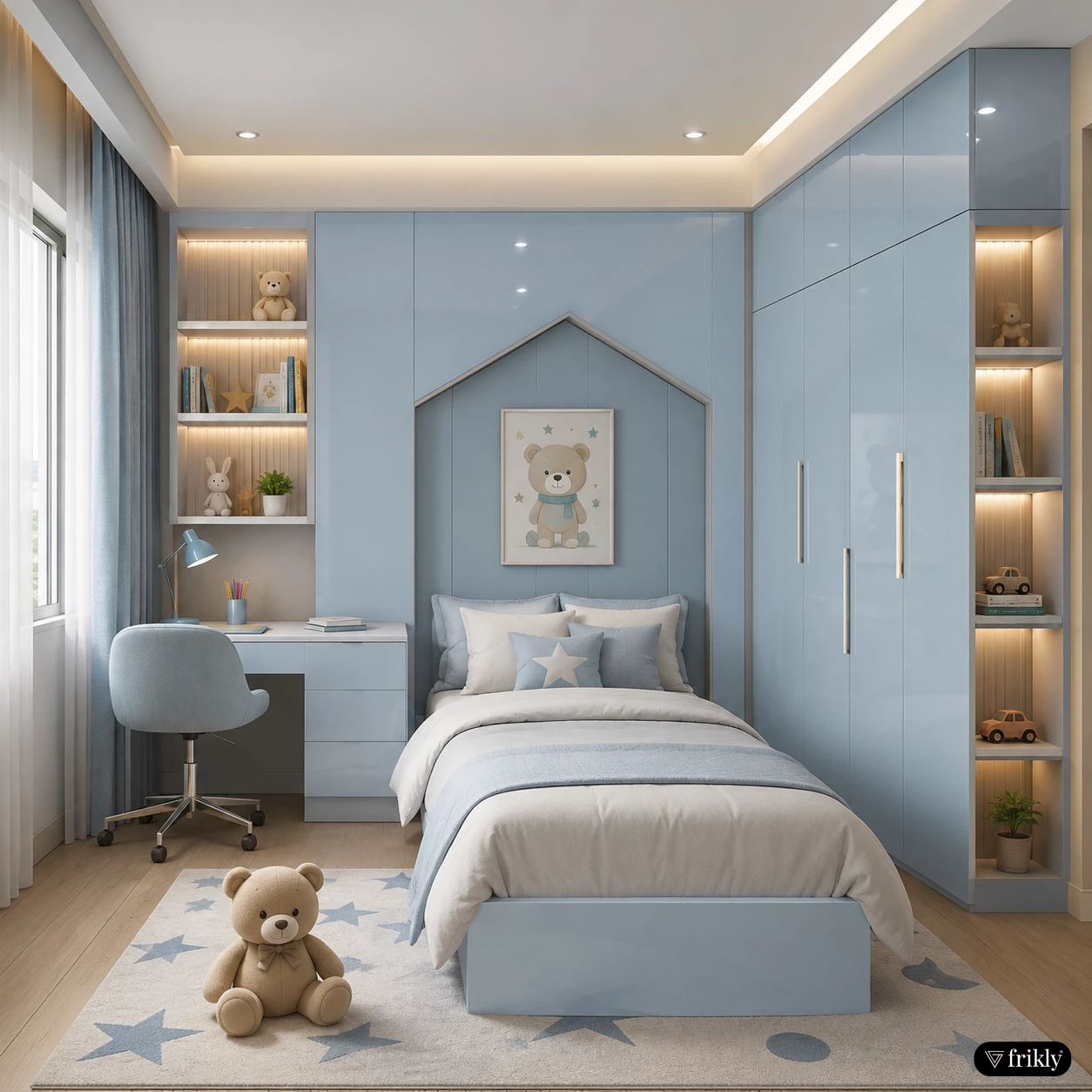 Modern Glossy Acrylic Laminate for Kids Room Wardrobes & Study Spaces