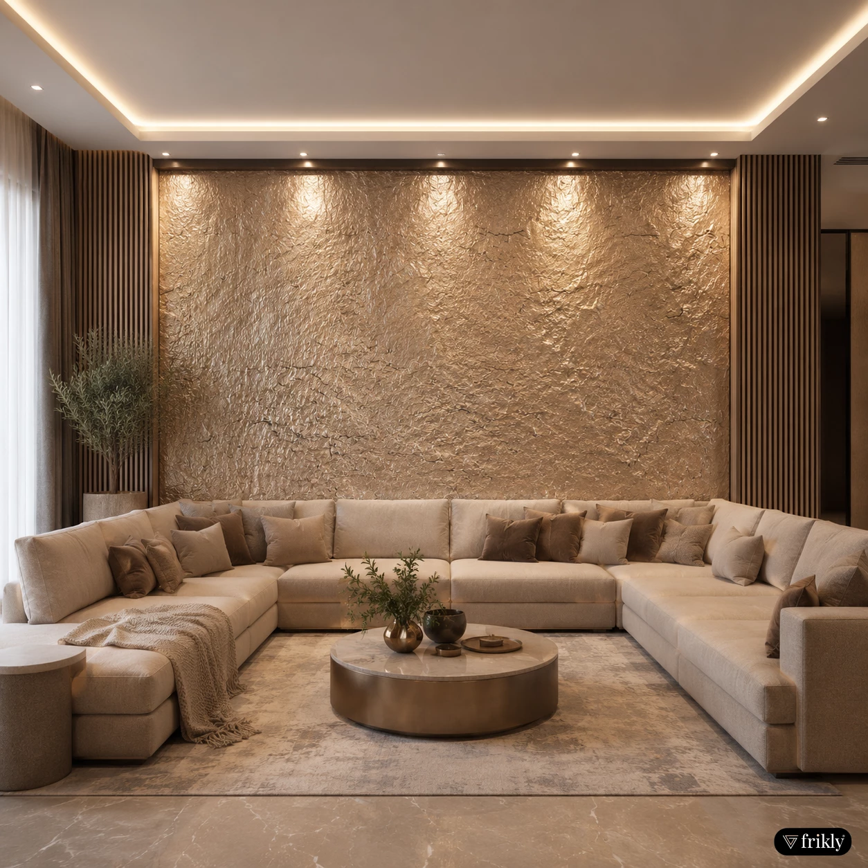 Luxury Liquid Metal Sheet Feature Wall Design for Modern Living Rooms