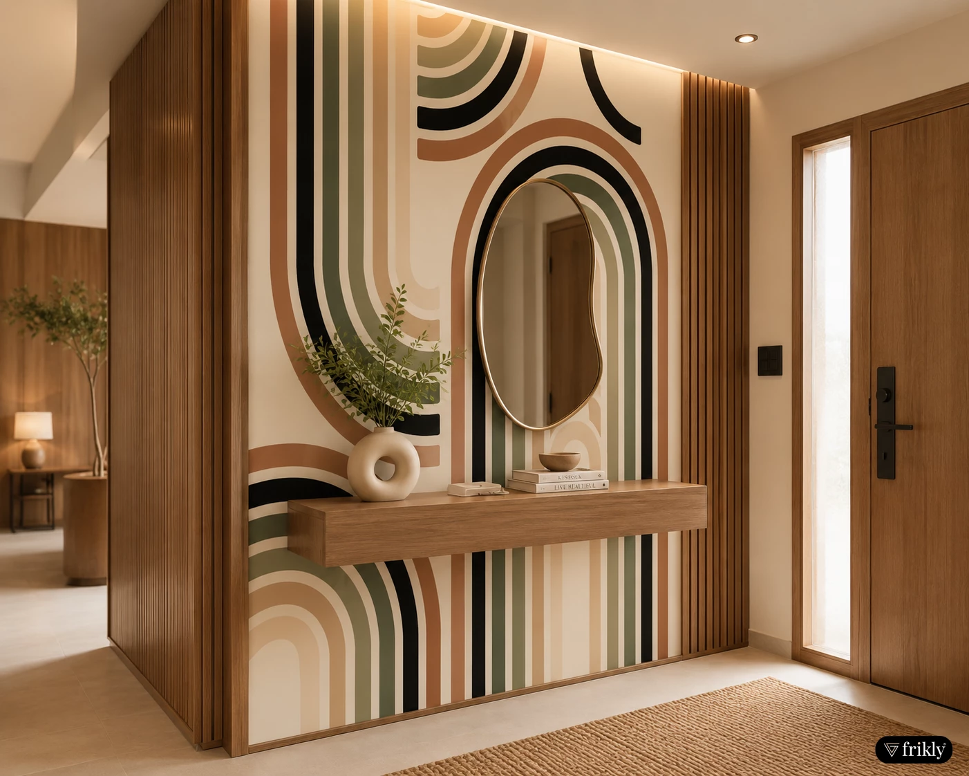 Modern Boho Laminate Feature Wall for Stylish Foyer & Entryway Design