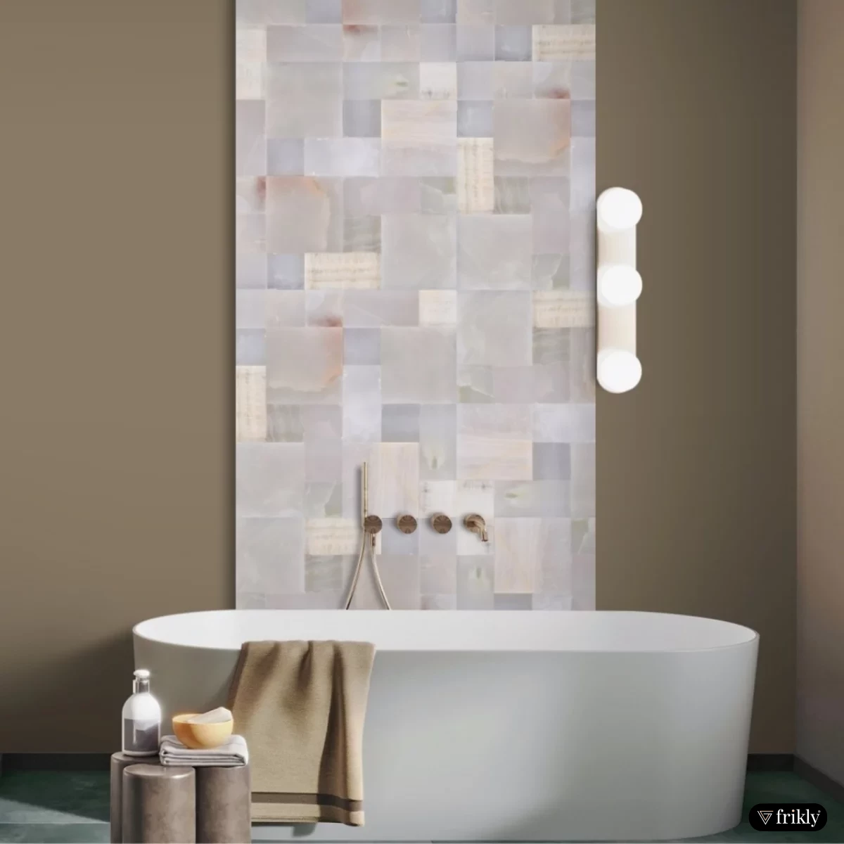 Elegant Mosaic Tile Feature Wall for Modern Bathroom Design