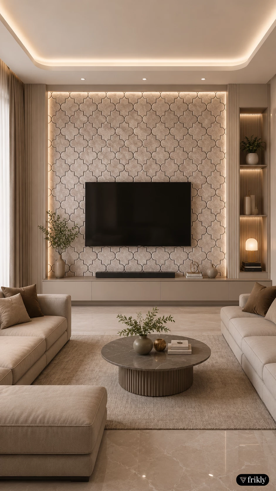 Luxury Liquid Metal TV Unit Back Wall Design | Modern Metallic Feature Wall