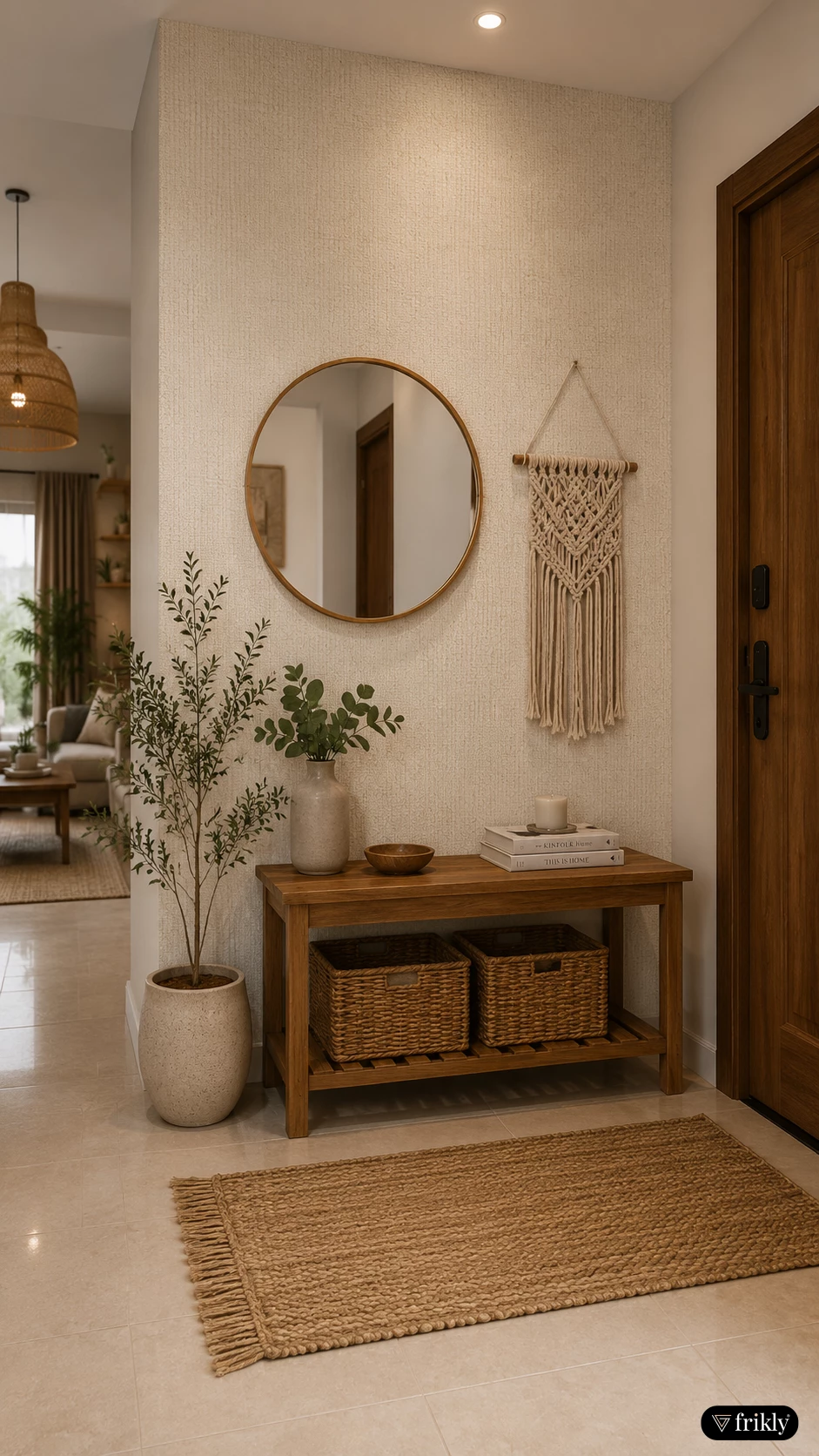 Elegant Textured Entrance Wall Design | Modern Foyer Interior with Designer Laminates