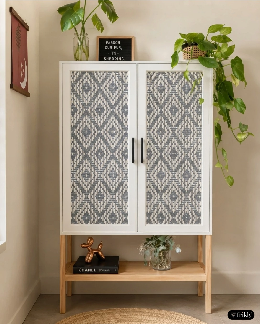 Cane Laminate Accent Cabinet Design for Modern Interiors