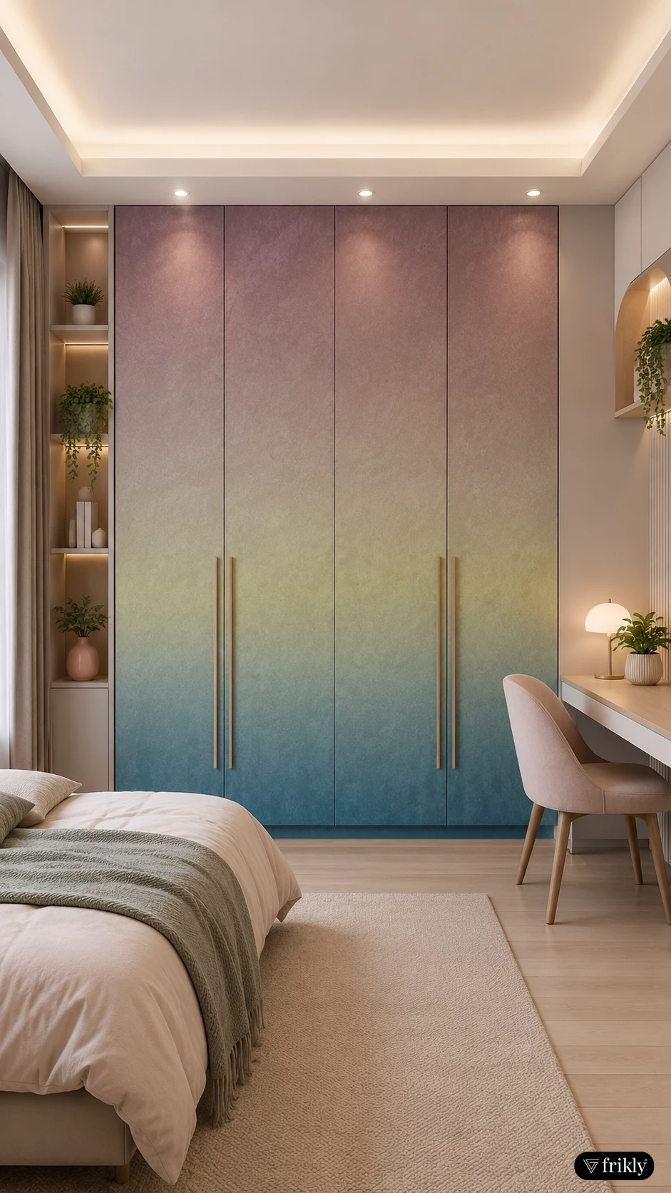 Modern Ombre Gradient Wardrobe Design | Pastel Luxury Bedroom Interior