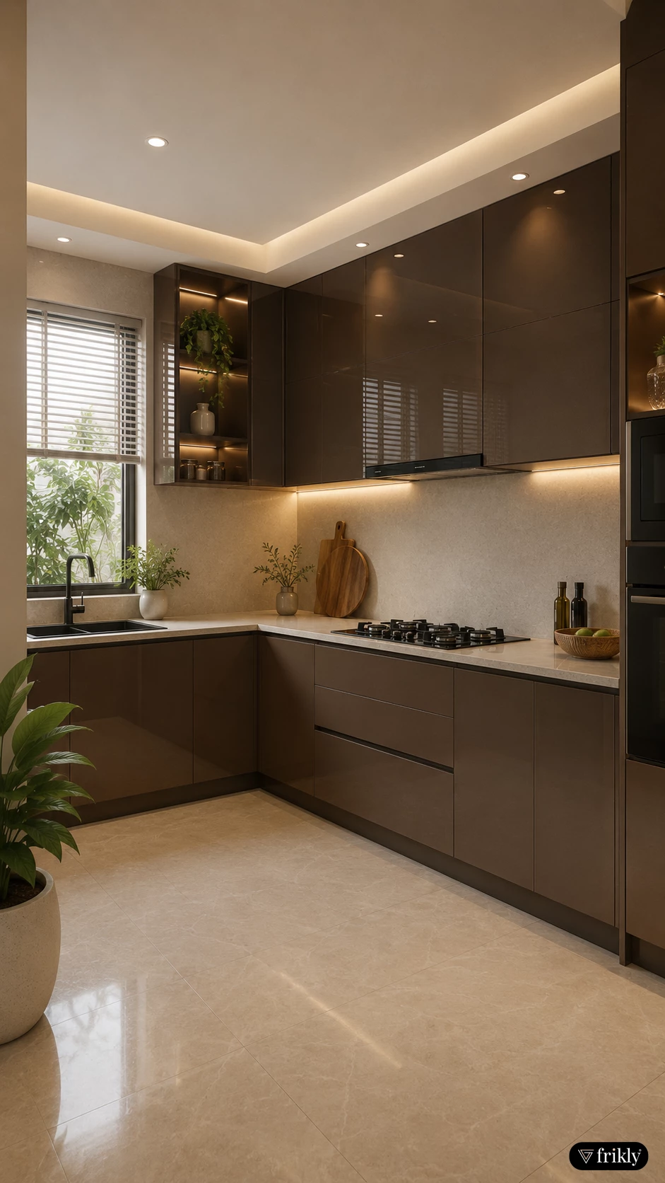Luxury Metallic & Sparkle Glossy Acrylic Laminate Kitchen Design