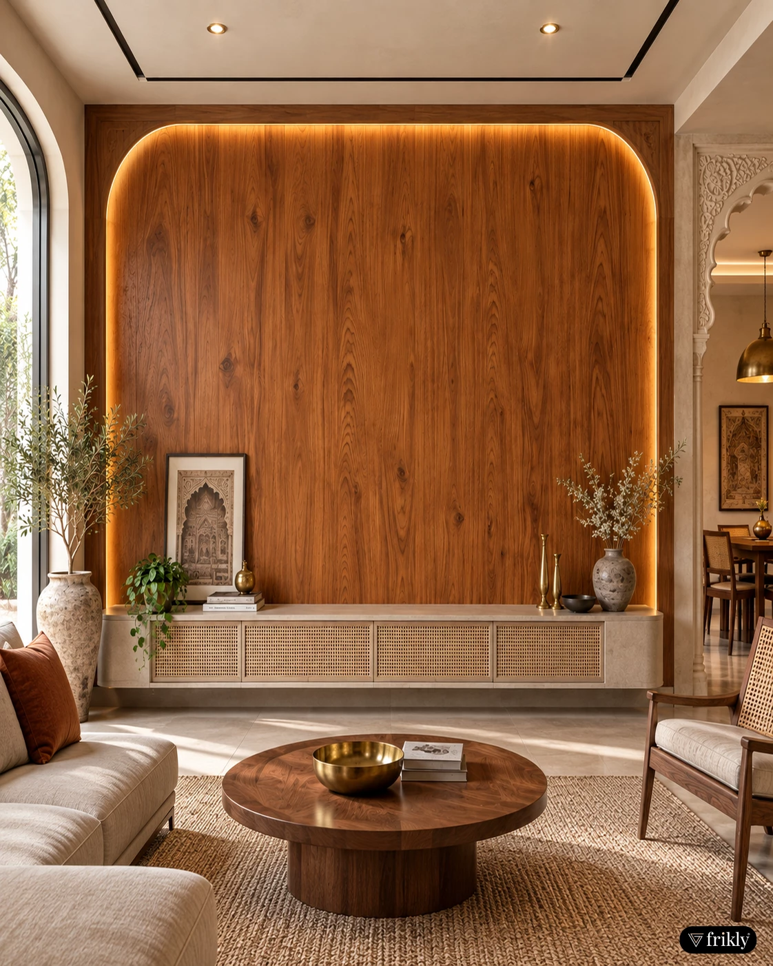 Luxury Wooden Laminate Accent Wall for Modern Living Room