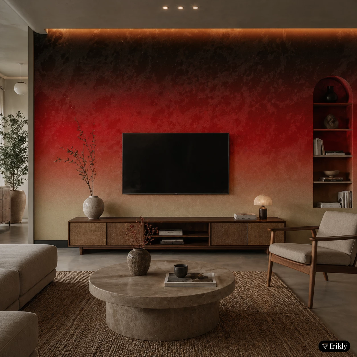 Luxury Ombre Gradient TV Unit Wall Design | Modern Laminate Feature Wall Inspiration
