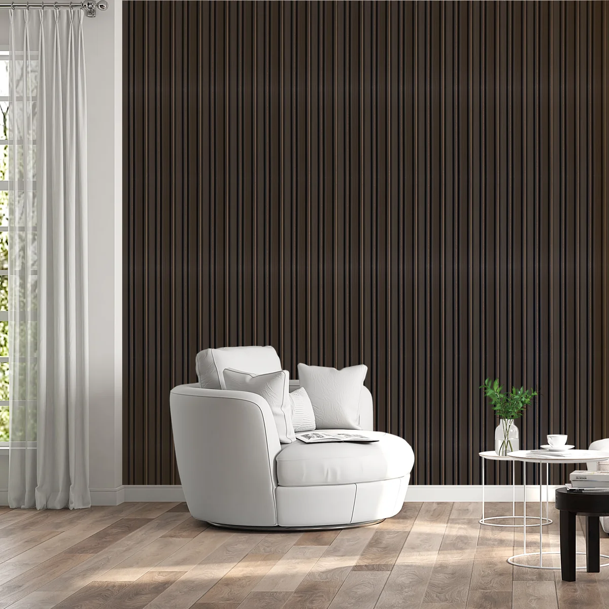 Zurich Interior Decorative Charcoal Louvers Panel/Planks 8 Feet * 5 Inch - LS 6102