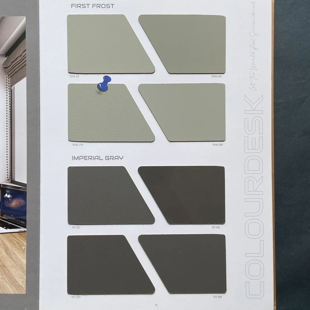 Colour Desk Unique 1 MM Plain Solid Colors Leather Laminates (Mica/Sunmica) - 7016 LTH