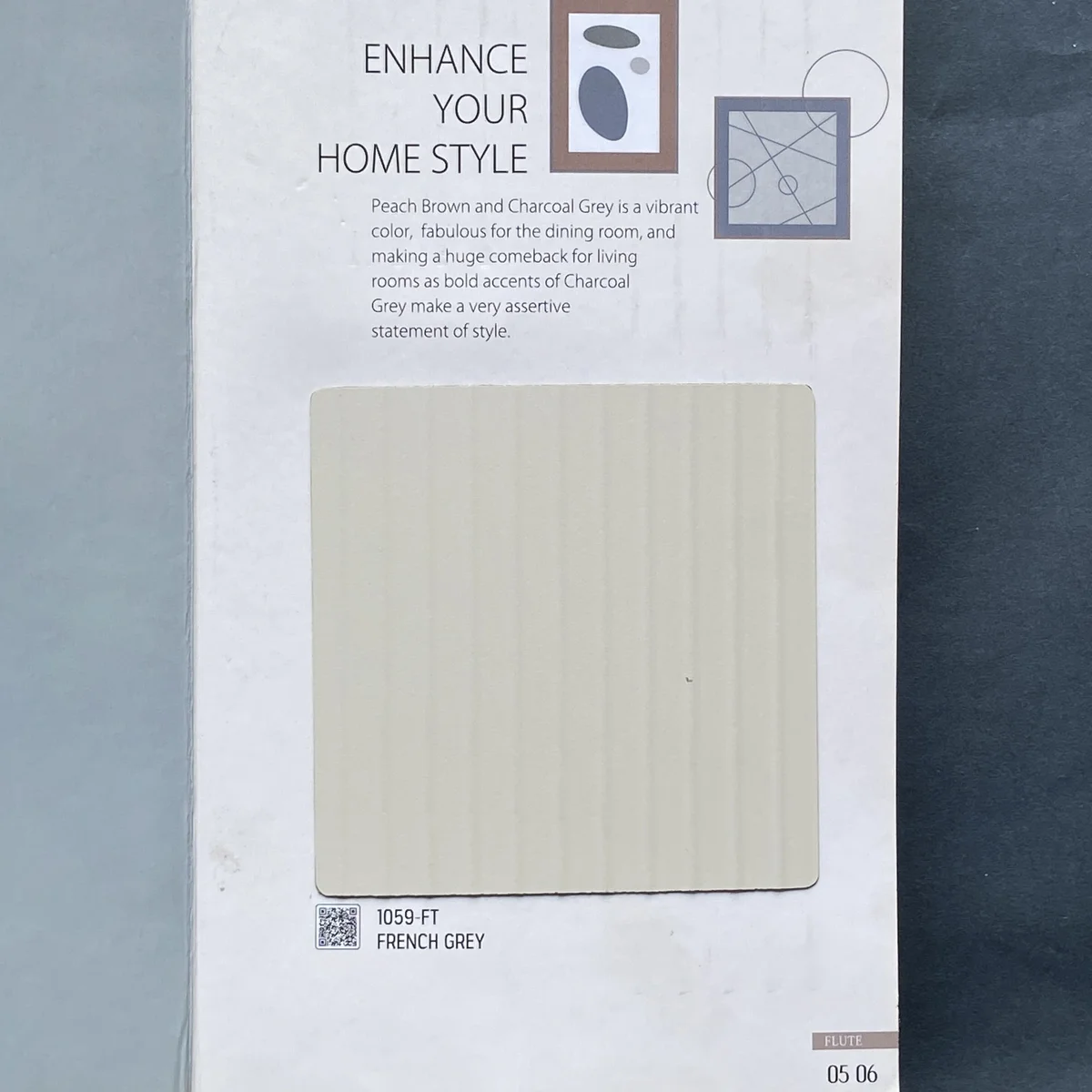 Plain Art 1 MM Plain Solid Colors Fluted Laminates (Mica/Sunmica) - 1059-FT FRENCH GREY