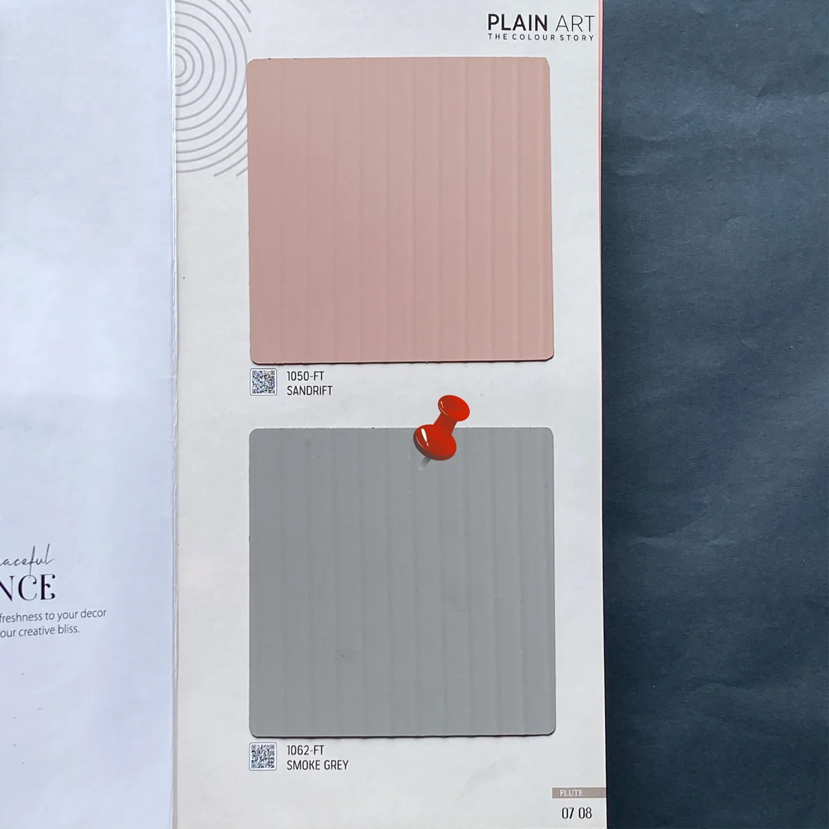 Plain Art 1 MM Plain Solid Colors Fluted Laminates (Mica/Sunmica) - 1062-FT SMOKE GREY