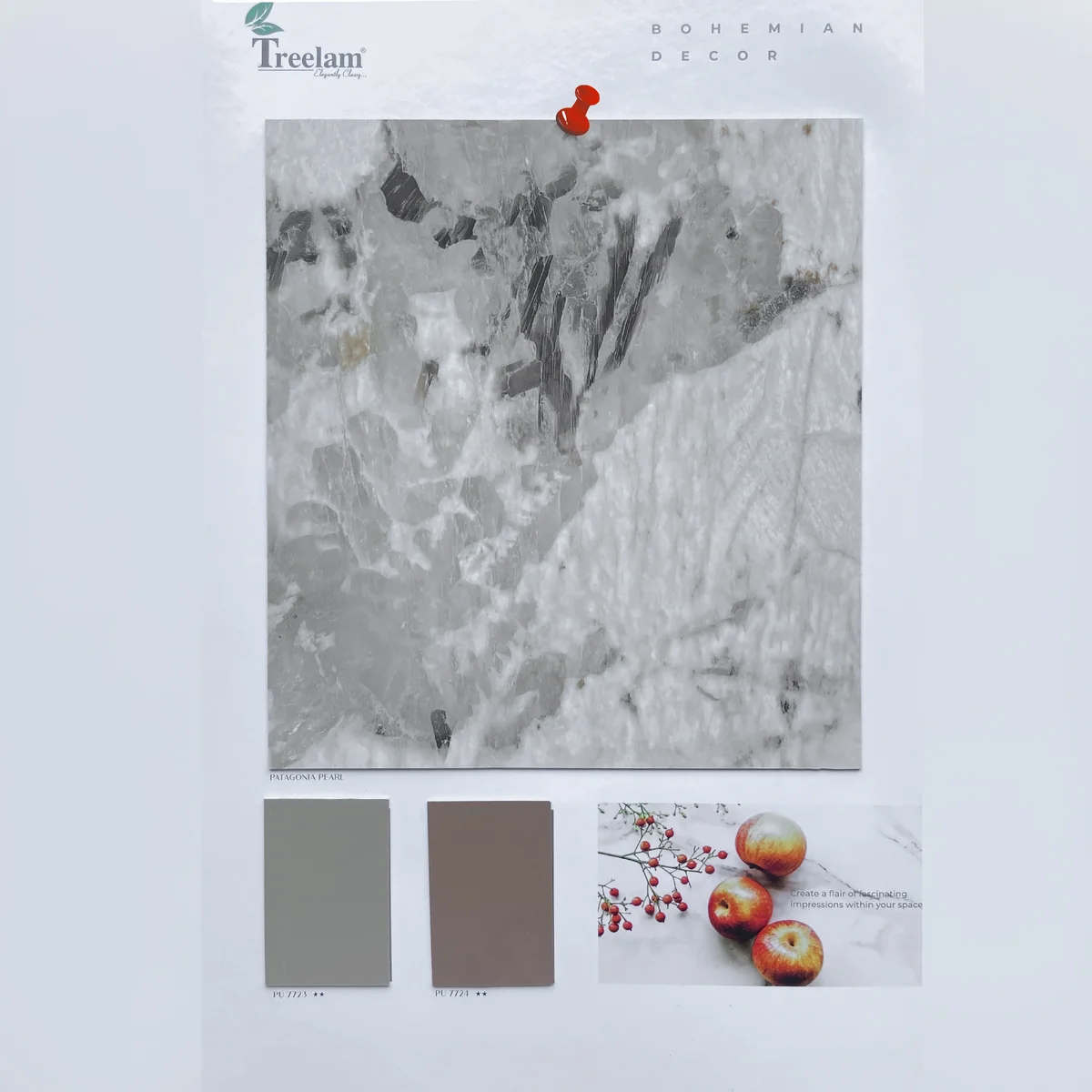 Treelam Orison 1.5 MM Marble & Stone PU Glossy PVC Laminates (Mica/Sunmica) - PATAGONIA PEARL