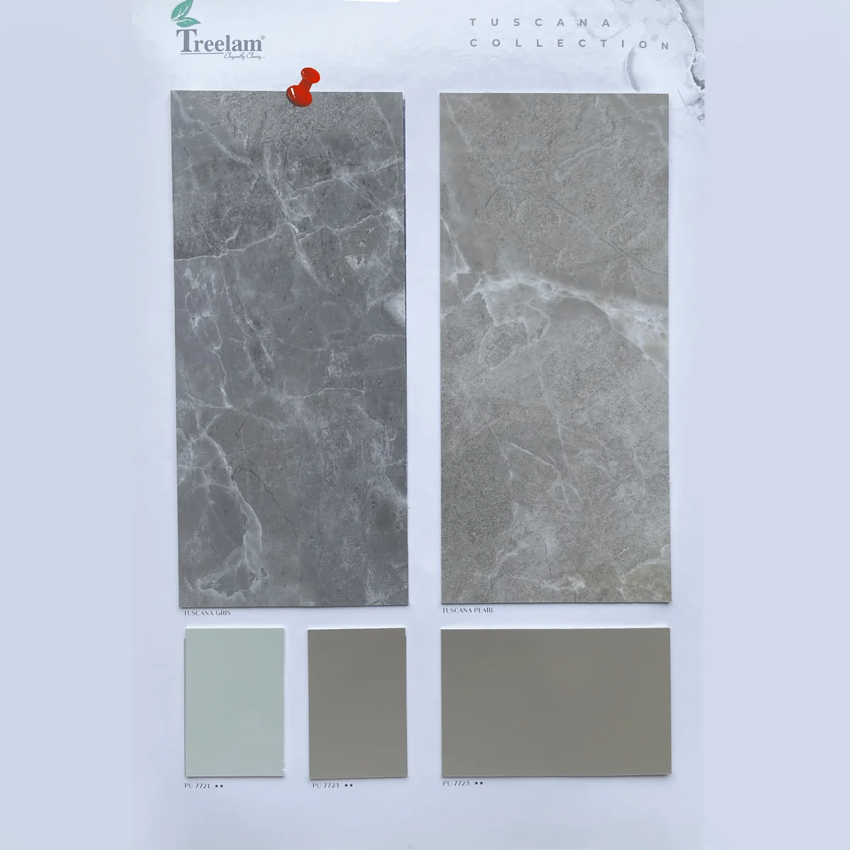 Treelam Orison 1.5 MM Marble & Stone PU Glossy PVC Laminates (Mica/Sunmica) - TUSCANA GRIS