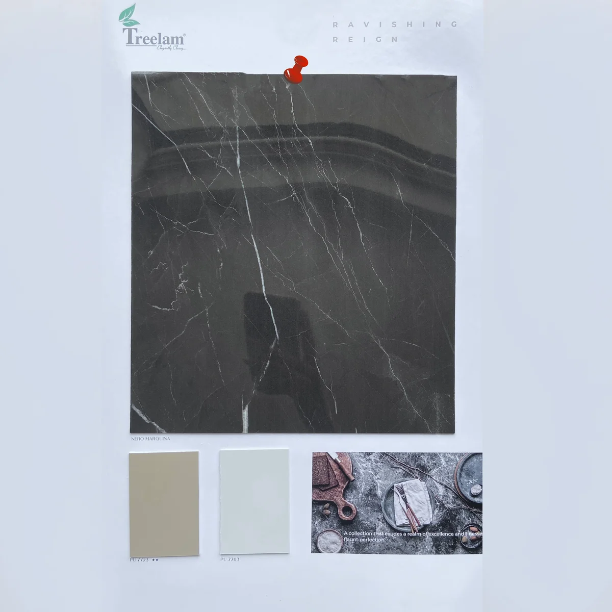 Treelam Orison 1.5 MM Marble & Stone PU Glossy PVC Laminates (Mica/Sunmica) - NERO MARQUINA