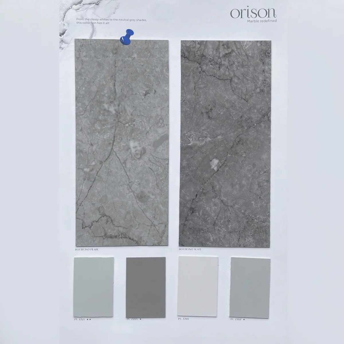 Treelam Orison 1.5 MM Marble & Stone PU Glossy PVC Laminates (Mica/Sunmica) - BOTTICINO PEARL