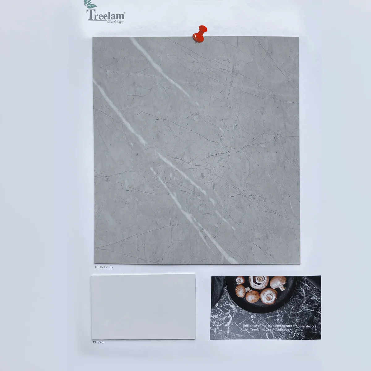 Treelam Orison 1.5 MM Marble & Stone PU Glossy PVC Laminates (Mica/Sunmica) - TRIANA GRIS