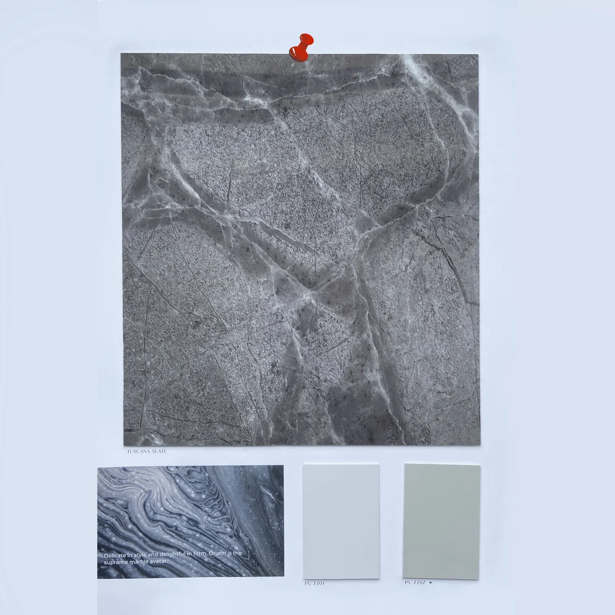Treelam Orison 1.5 MM Marble & Stone PU Glossy PVC Laminates (Mica/Sunmica) - TUSCANA SLATE