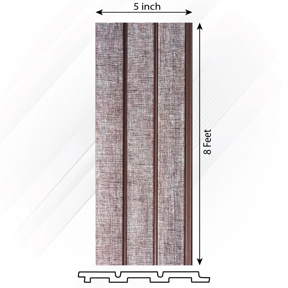 Zurich Interior Decorative Charcoal Louvers Panel/Planks 8 Feet * 5 Inch - LS 6553