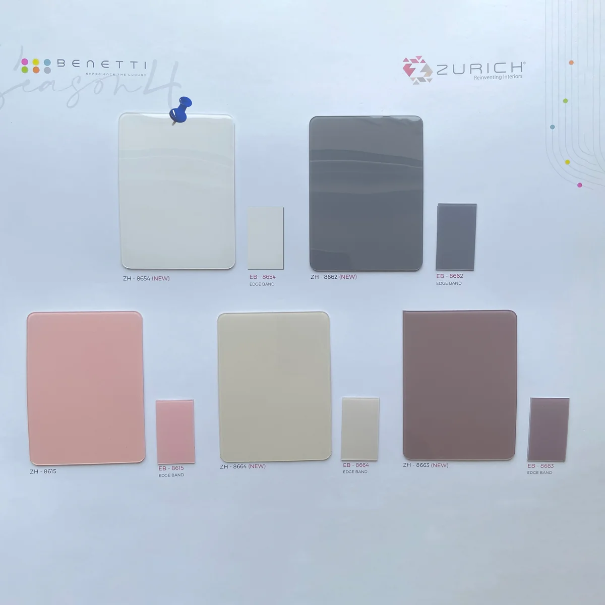 Zurich Benetti 1.5 MM Season 4 Plain Solid Colors Glossy Acrylic Laminates (Mica/Sunmica) - ZH | 8654