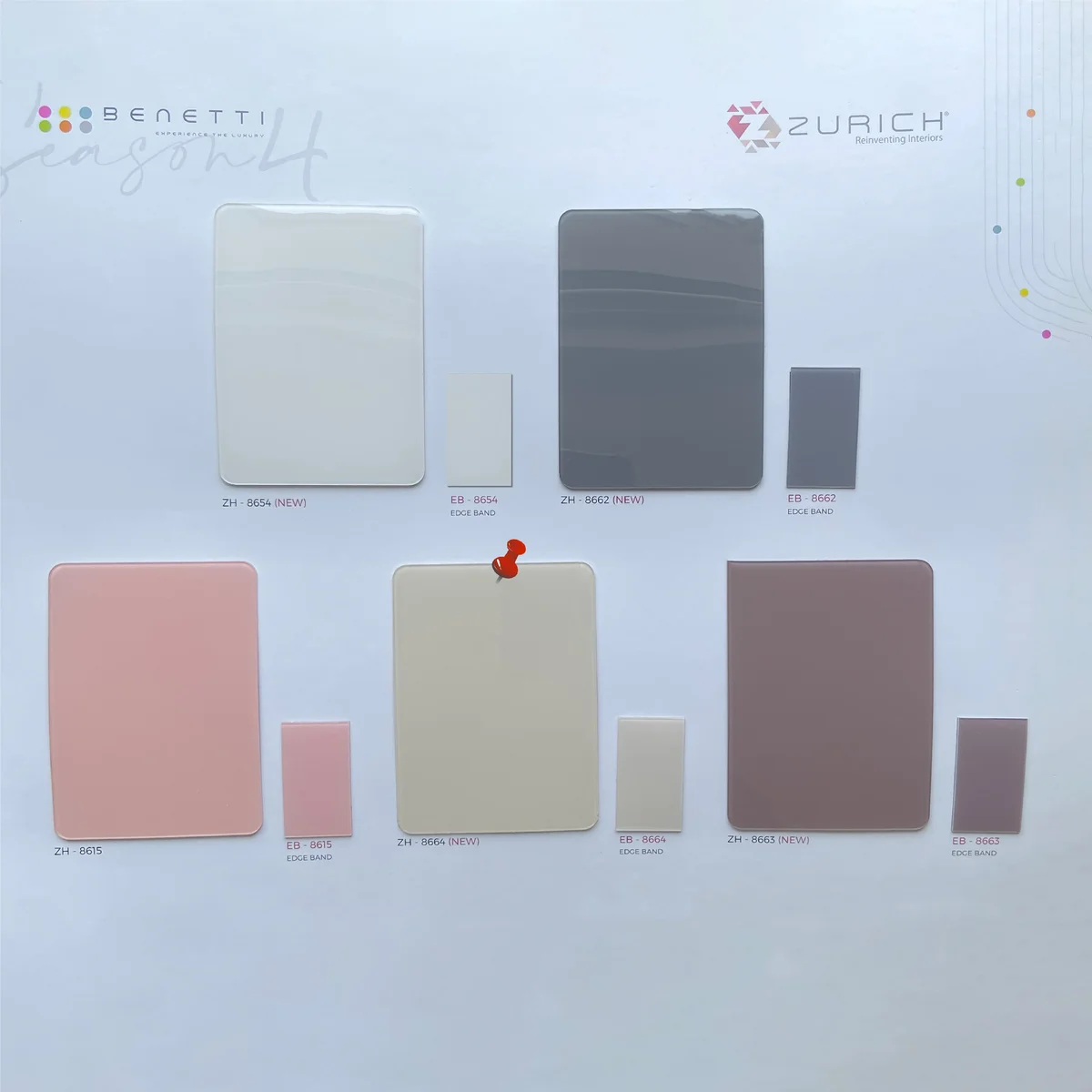 Zurich Benetti 1.5 MM Season 4 Plain Solid Colors Glossy Acrylic Laminates (Mica/Sunmica) - ZH | 8664