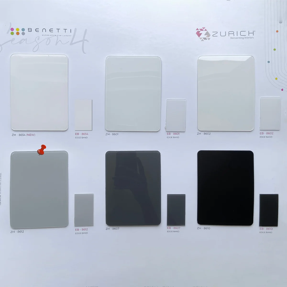 Zurich Benetti 1.5 MM Season 4  Plain Solid Colors Glossy Acrylic Laminates (Mica/Sunmica) - ZH | 8612
