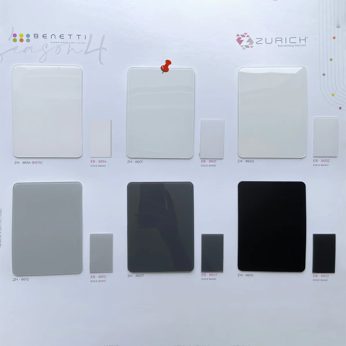 Zurich Benetti 1.5 MM Season 4  Plain Solid Colors Glossy Acrylic Laminates (Mica/Sunmica) - ZH | 8601