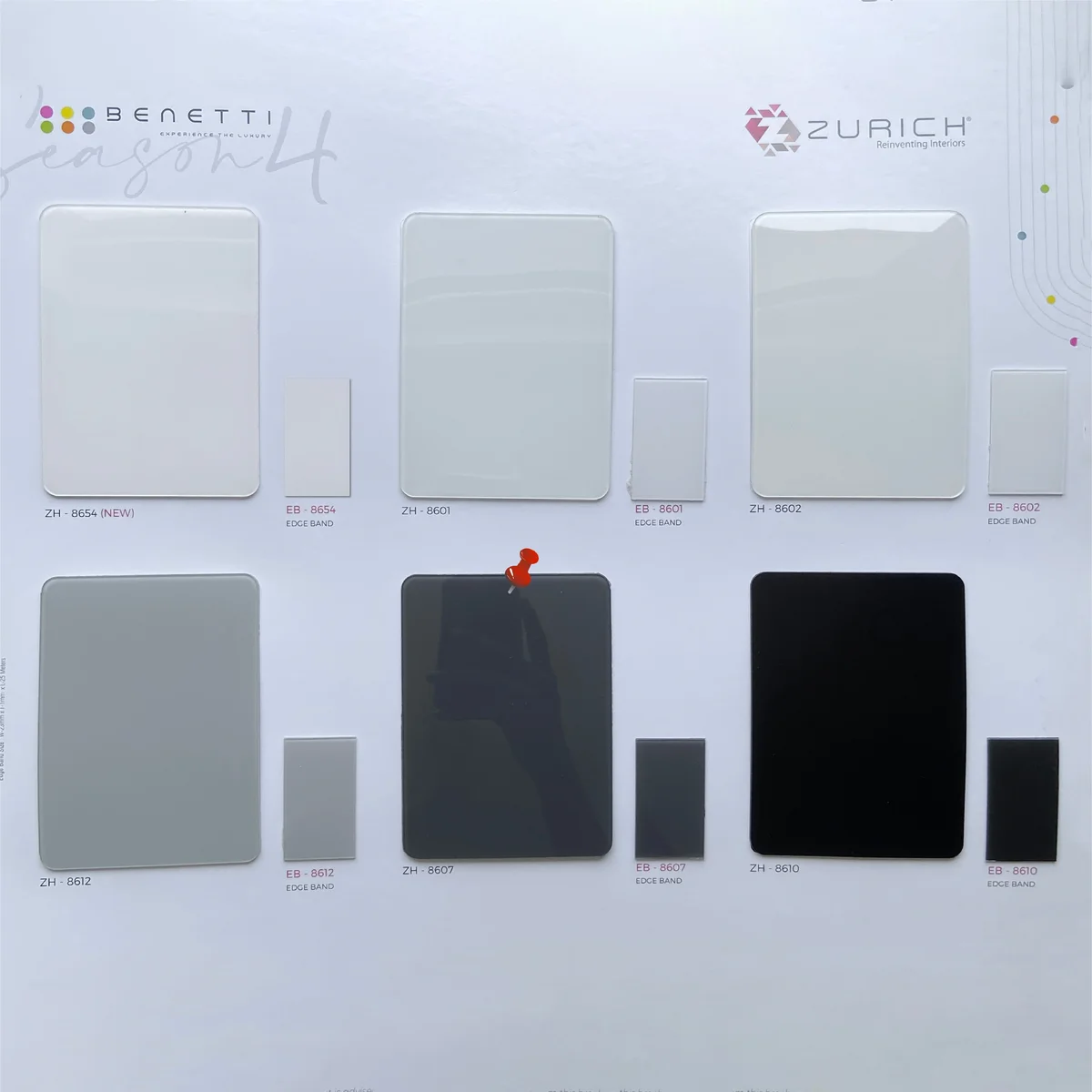 Zurich Benetti 1.5 MM Season 4 Plain Solid Colors Glossy Acrylic Laminates (Mica/Sunmica) - ZH | 8607