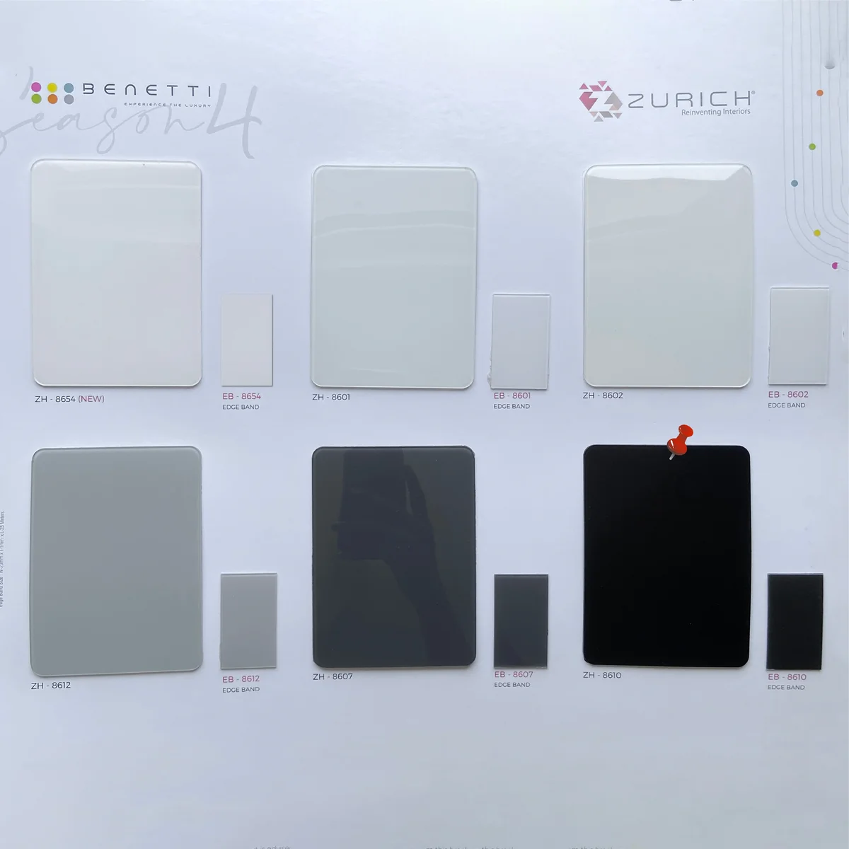 Zurich Benetti 1.5 MM Season 4 Plain Solid Colors Glossy Acrylic Laminates (Mica/Sunmica) - ZH | 8610