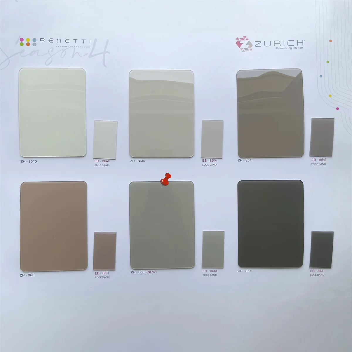 Zurich Benetti 1.5 MM  Season 4 Plain Solid Colors Glossy Acrylic Laminates (Mica/Sunmica) - ZH | 8661