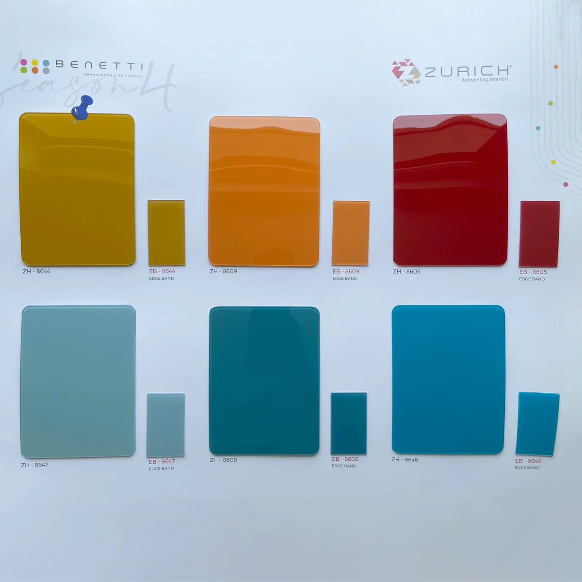 Zurich Benetti 1.5 MM Season 4 Plain Solid Colors Glossy Acrylic Laminates (Mica/Sunmica) - ZH | 8644