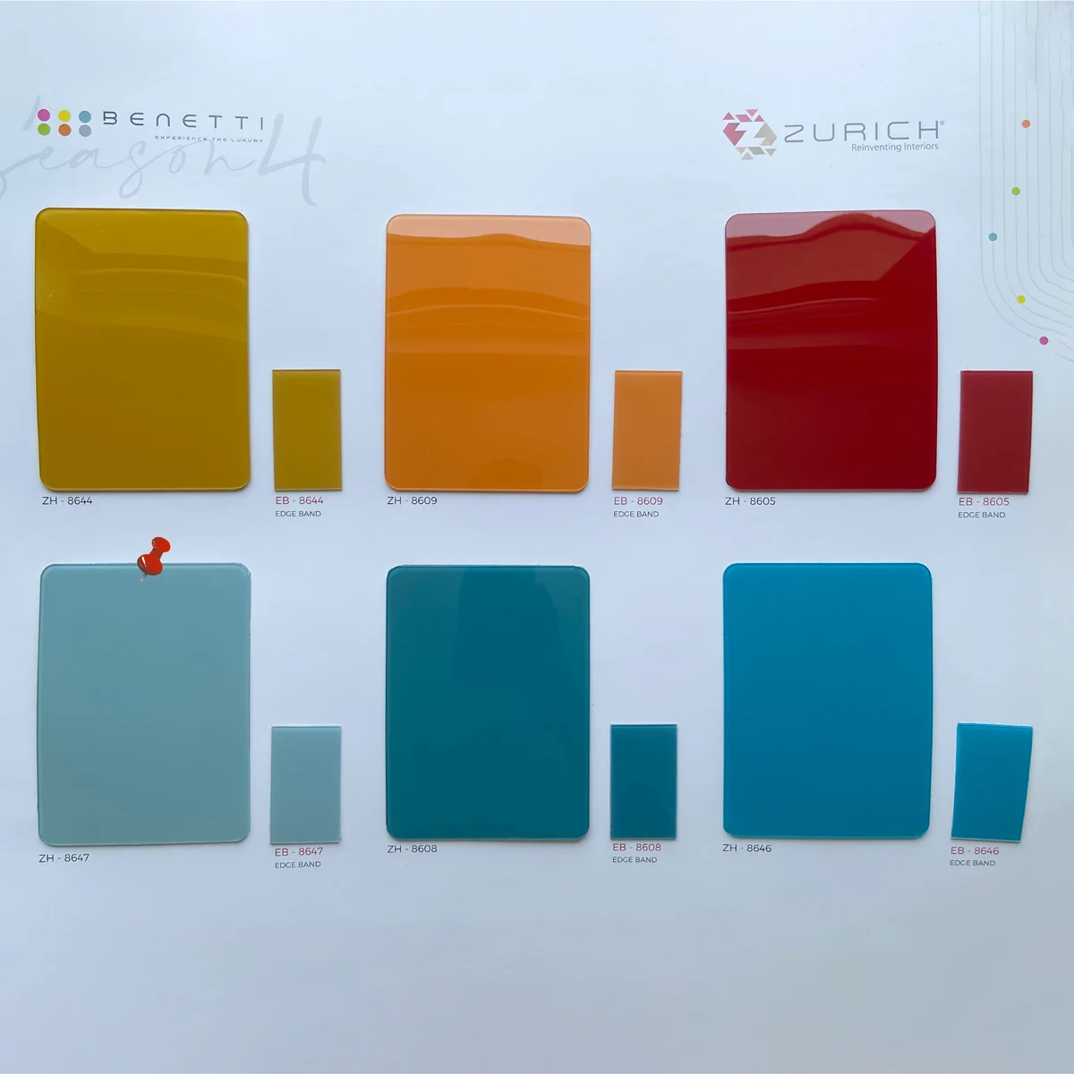 Zurich Benetti 1.5 MM Season 4 Plain Solid Colors Glossy Acrylic Laminates (Mica/Sunmica) - ZH | 8647