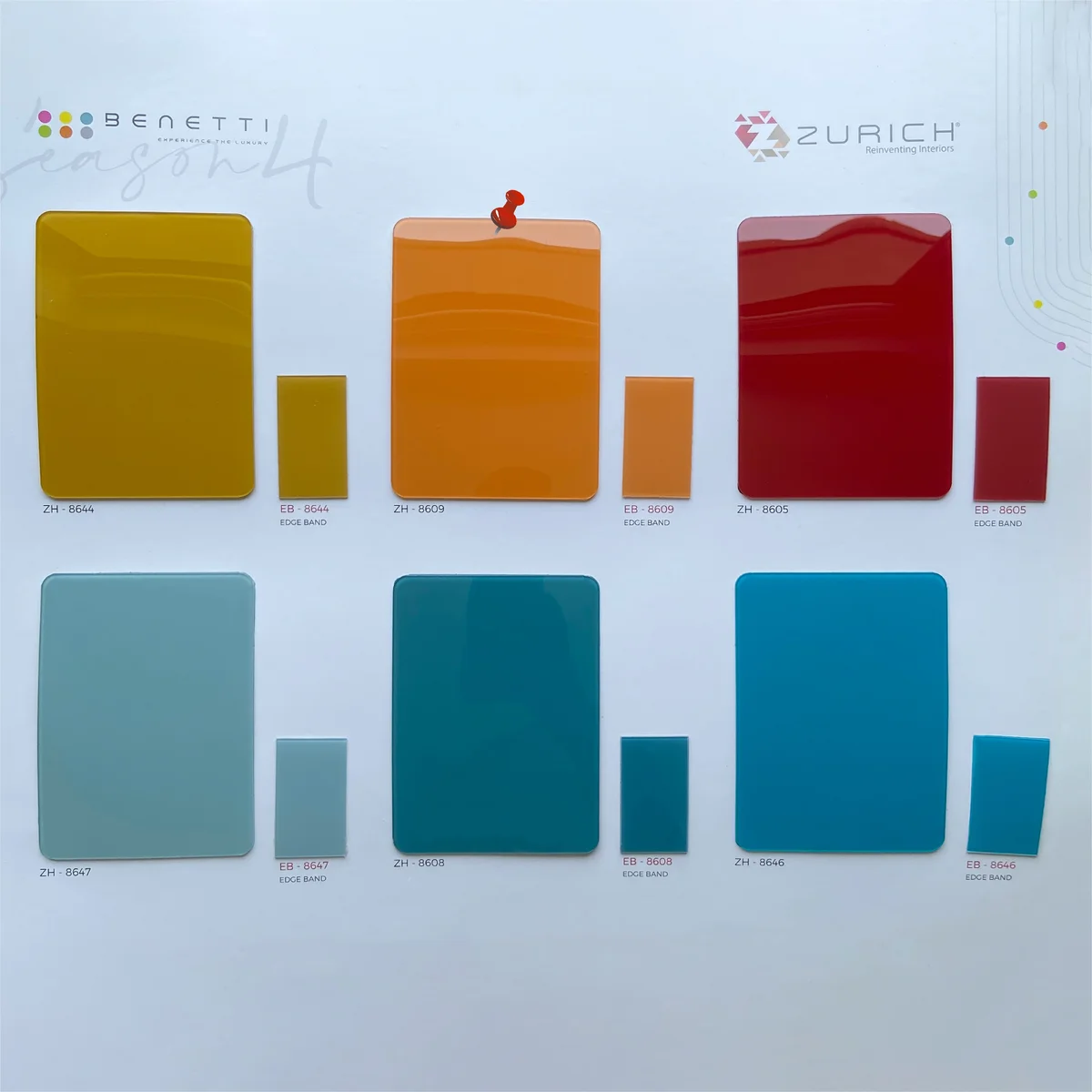 Zurich Benetti 1.5 MM Season 4  Plain Solid Colors Glossy Acrylic Laminates (Mica/Sunmica) - ZH | 8609